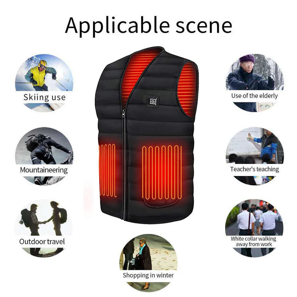 Gilet Chauffant Intelligent Unisexe 9 Zones Col V Coton Thermique Outdoor Automne Hiver Flexible Confortable Performant M-7XL – Gilet Chauffant Premium 9 Zones Intelligent Thermique | Mode Unisexe Outdoor Hiver Premium