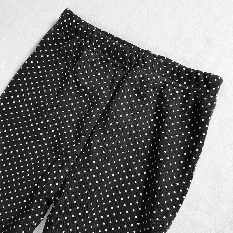 Legging Velours Pois Fille Bébé – Pantalon Chaud Stretch Coton Taille Élastique Automne Hiver Enfant