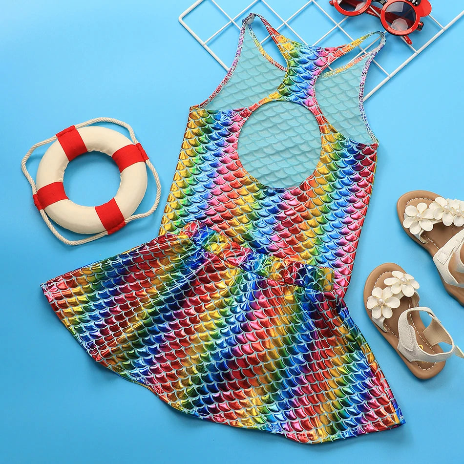 Maillot de Bain Fille Princesse Sirené – Costume Plage Piscine Été Enfant Anna Elsa Raiponce Mirabel