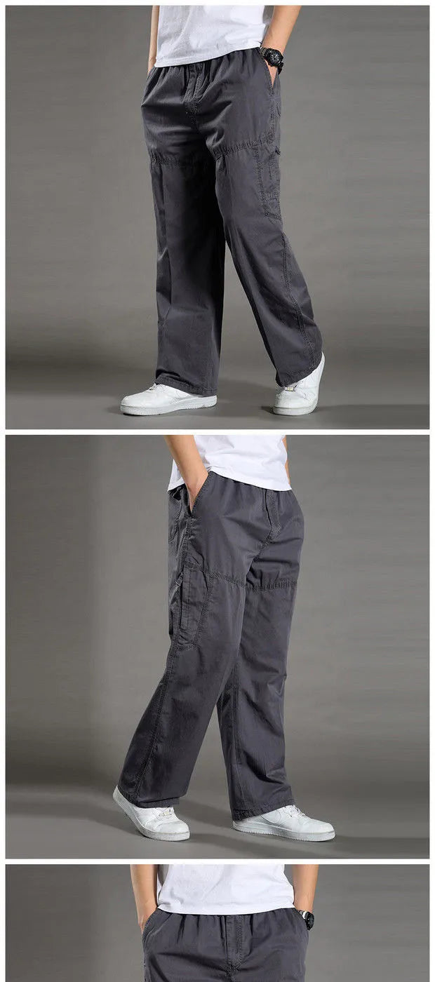 Pantalon Cargo Homme Coton Noir Travail Casual – Jogger Escalade Sport Printemps Été Automne Twill | Mode Homme Outdoor