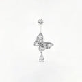 Bauchnabelpiercing Silber 925 Echter Schmetterling Weiße & Blaue Zirkonia – Premium Bauchnabelring für Damen | Feiner, Eleganter & Hypoallergener Körperschmuck