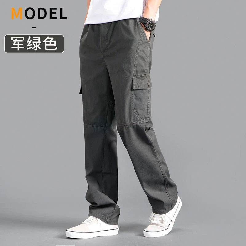 Pantalon Cargo Homme Coton Noir Travail Casual – Jogger Escalade Sport Printemps Été Automne Twill | Mode Homme Outdoor