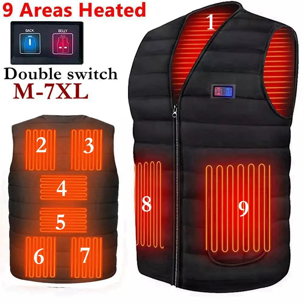 Gilet Chauffant Intelligent Unisexe 9 Zones Col V Coton Thermique Outdoor Automne Hiver Flexible Confortable Performant M-7XL – Gilet Chauffant Premium 9 Zones Intelligent Thermique | Mode Unisexe Outdoor Hiver Premium
