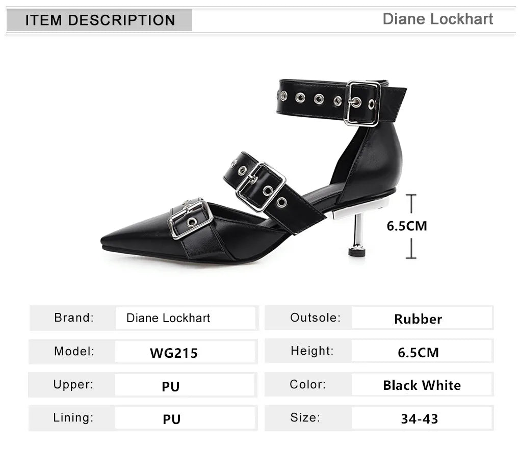 Sandales Gladiateur Talon Fin Ankle Strap Femme 2025 – Bout Pointu Boucle Fête Printemps