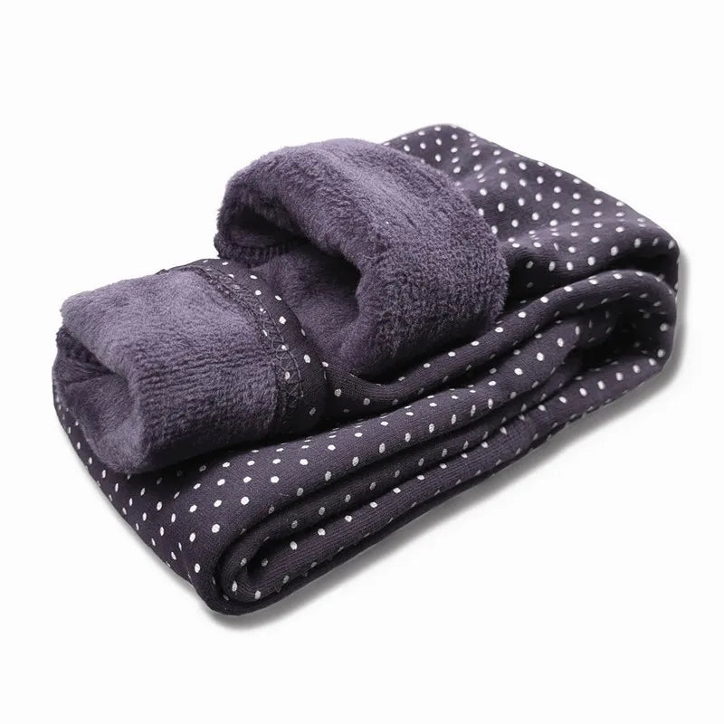 Legging Velours Pois Fille Bébé – Pantalon Chaud Stretch Coton Taille Élastique Automne Hiver Enfant
