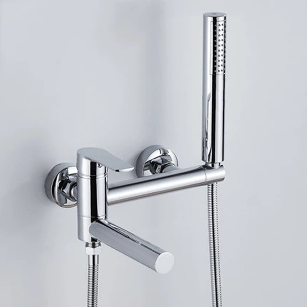 Rozin Robinet Baignoire Mural Noir & Or – Bec Pivotant en Laiton, Mitigeur Douche Complet | Salle de Bain Luxe