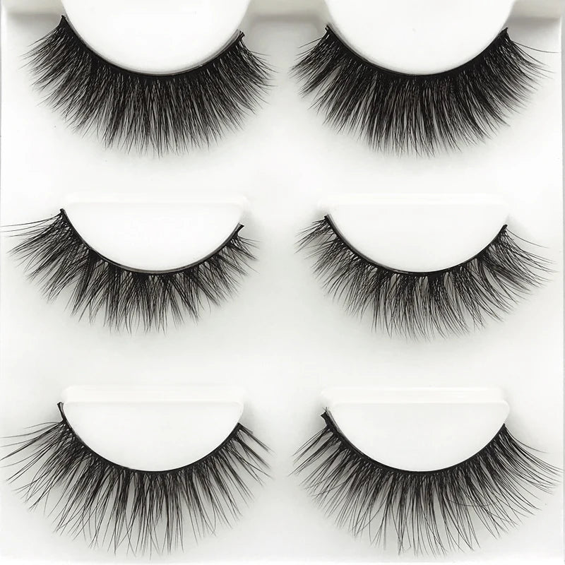 Lot 3 Paires Faux Cils 3D Vison SHIDISHANGPIN – 27 Styles Fluffy Wispy Épais | Cils Faux Faits Main Maquillage Yeux