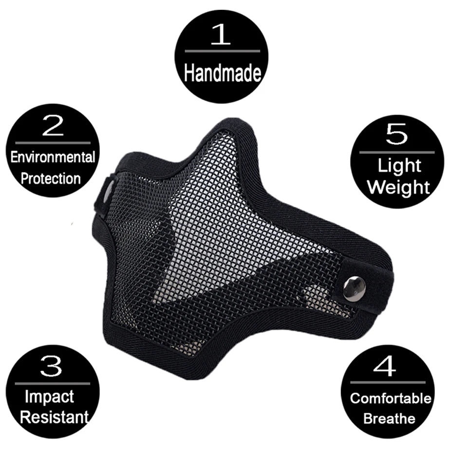Masque Tactique Demi-Visage Tête de Mort - Airsoft, Paintball & Chasse
