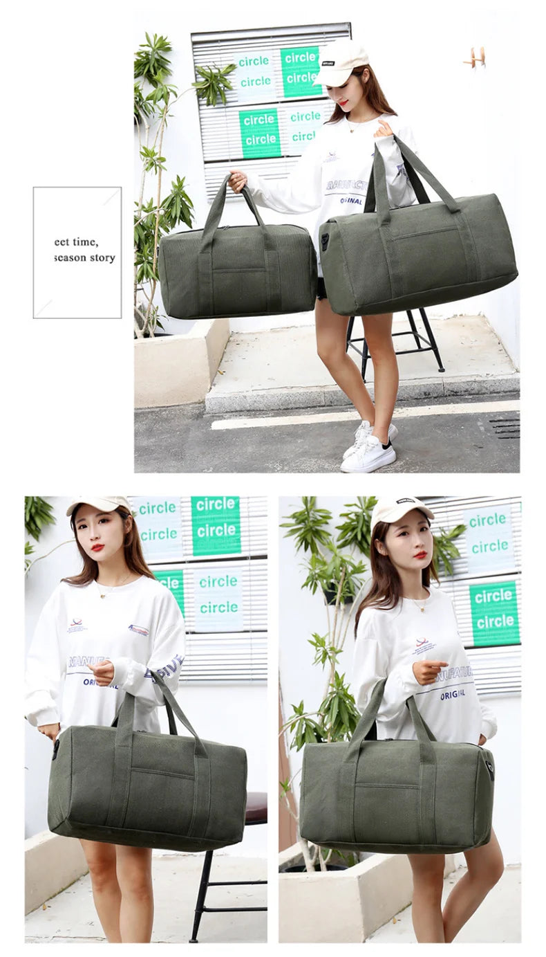 Sac de Voyage Pliable Grande Capacité Canvas Unisexe – Duffel Bag Épaule | Fitness, Gym & Voyage | Portable & Résistant