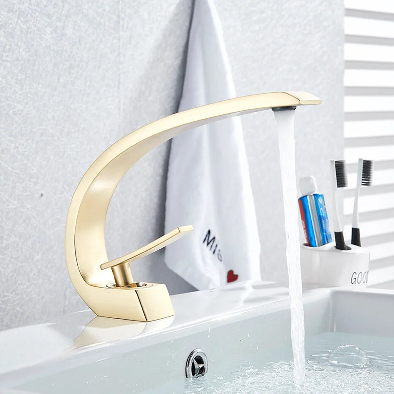 Uythner Robinet Lavabo Noir en Laiton – Mitigeur Mono-Commande 1 Trou | Eau Chaude & Froide Salle de Bain