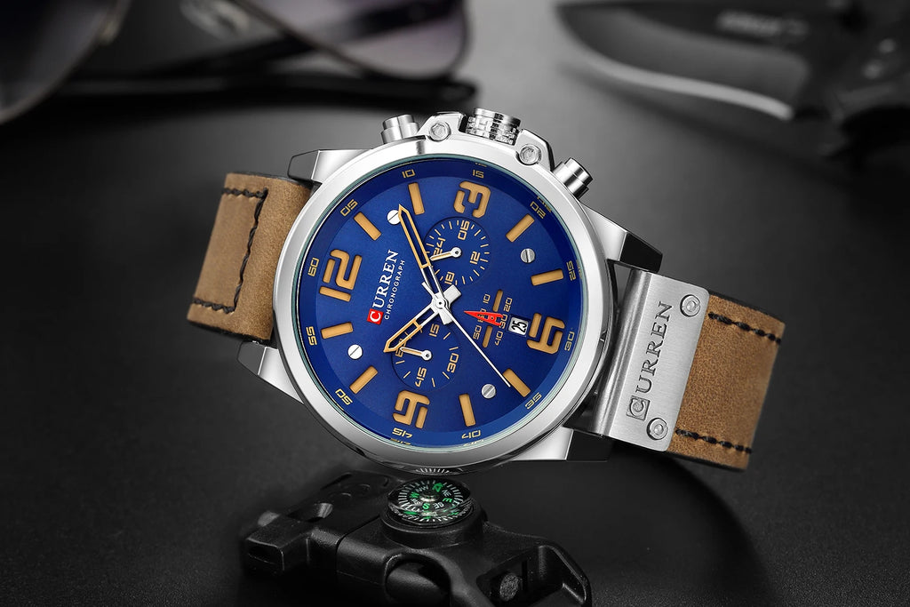 Montre Homme CURREN Luxe Quartz Cuir Militaire – Date Sport Business Fashion