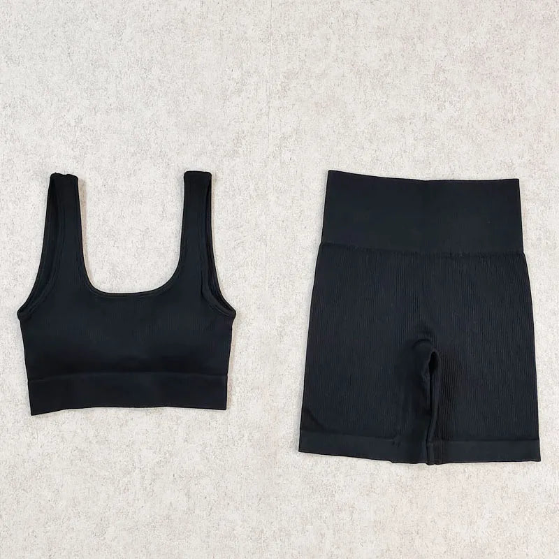 Ensemble Sport Femme Seamless Ribo – Legging Gainant & Haut Manches Longues | Gym, Yoga & Fitness | Tenue Sportive Sexy