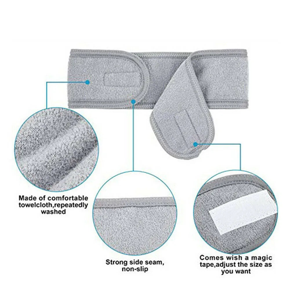 Bandeau Maquillage Velcro Femme – Turban Réglable SPA & Soin | Maintien Cheveux
