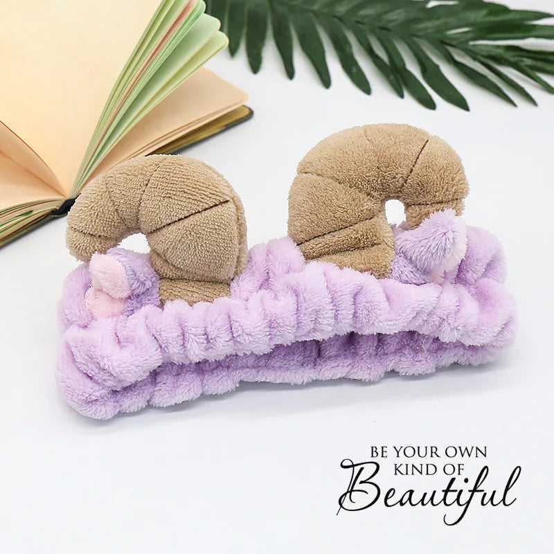 Bandeau Maquillage Oreilles de Lapin Coral Fleece – Élastique Doux | Soin Visage & Coiffure Fille