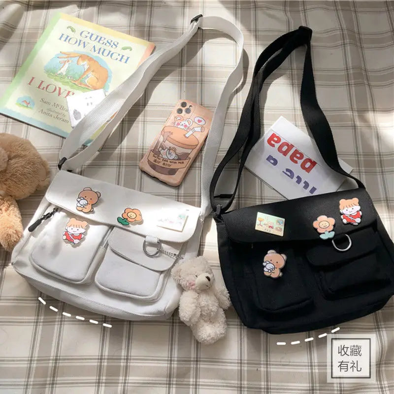 Sac Messenger Femme Toile Imprimée – Satchel Bandoulière Casual Fille École Mode