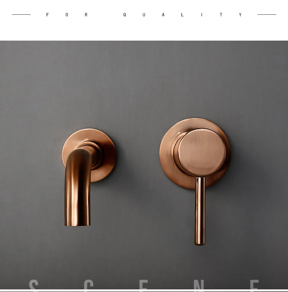 Bagnolux Robinet Encastré Rose Gold Laiton – Poli ou Brossé, Trou Rond, Eau Chaude & Froide | Salle de Bain Luxe