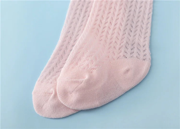 Chaussettes Hautes Bébé Unisexe Nœud Coton Mesh Été – Antidérapantes Nouveau-Né Toddler 0-2 Ans