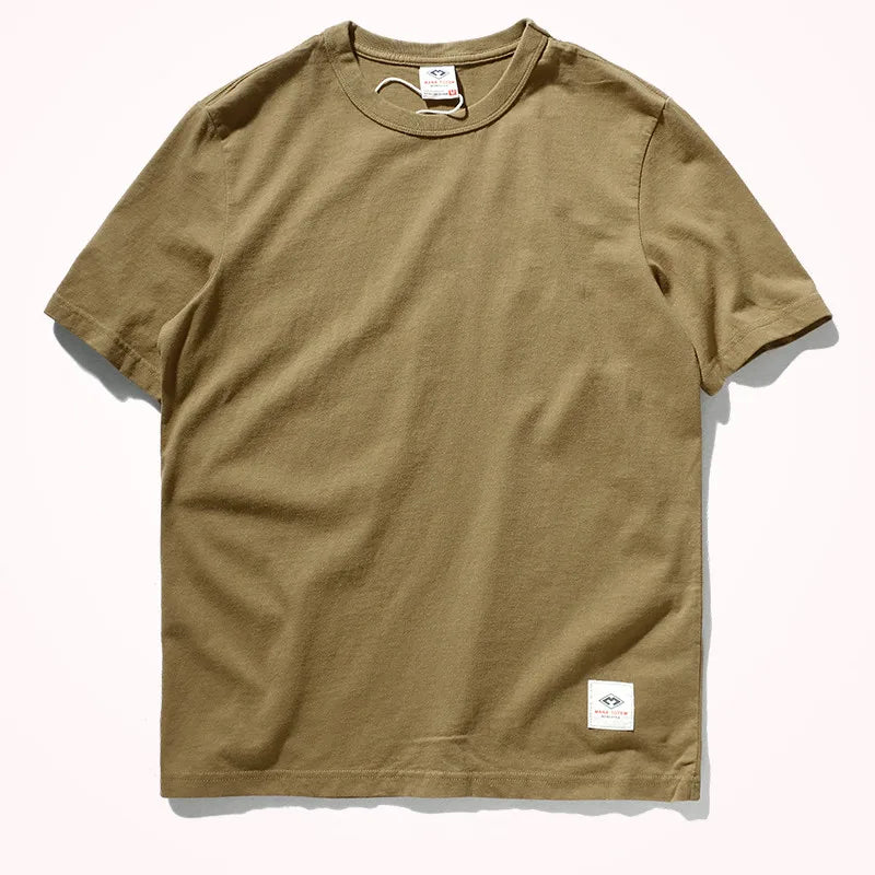 T-Shirt Homme 100% Coton Lavé Vintage Col Rond Couleur Unie Manches Courtes Slim Casual Été Mode Simple Confortable Tendance – Tee Shirt Basique Premium Washed | Mode Homme Casual Premium
