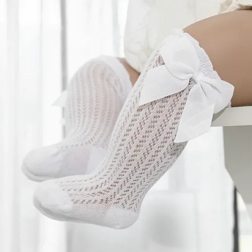 Chaussettes Hautes Bébé Unisexe Nœud Coton Mesh Été – Antidérapantes Nouveau-Né Toddler 0-2 Ans