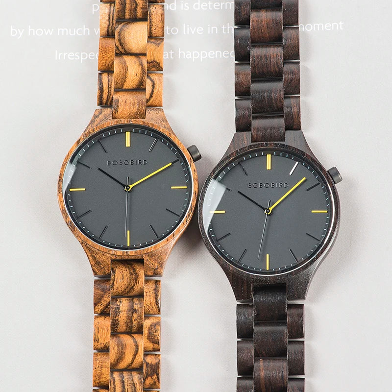 Montre Homme Luxe BOBO BIRD en Bois – Coffret Cadeau Personnalisé Unique Éco-Responsable