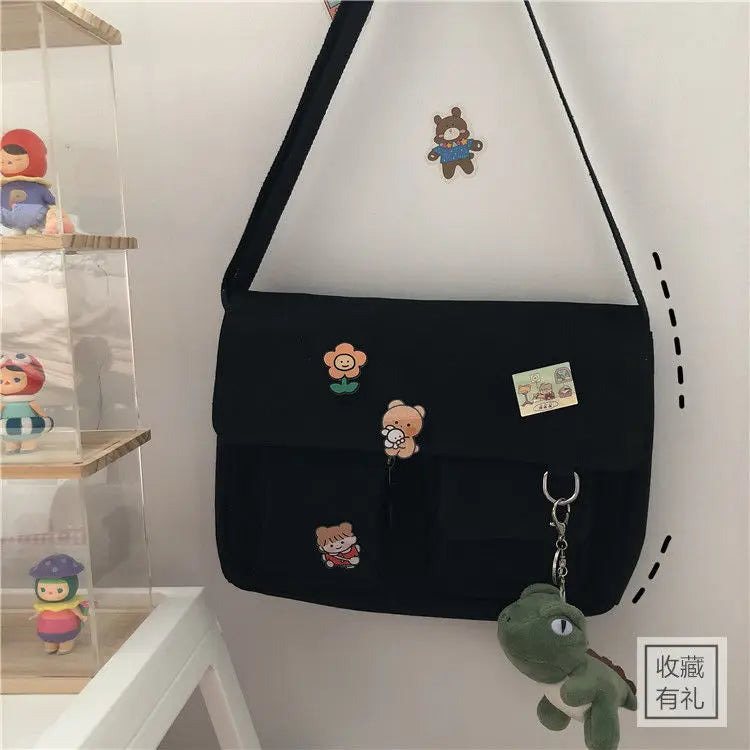 Sac Messenger Femme Toile Imprimée – Satchel Bandoulière Casual Fille École Mode