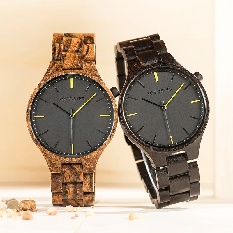 Montre Homme Luxe BOBO BIRD en Bois – Coffret Cadeau Personnalisé Unique Éco-Responsable