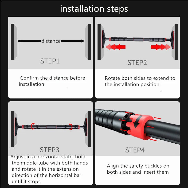 Barre de Traction Porte Réglable Acier – Pull-Up, Abdos & Musculation à Domicile | Sans Perçage | Fitness Home Gym