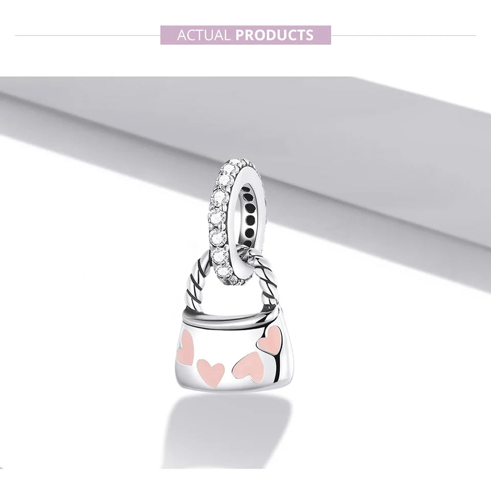 Charm Argent 925 Fleur de Lotus Rose Bamoer – Pendentif Sac & Bracelet DIY | Bijou Fin Femme Premium Élégant & Symbolique