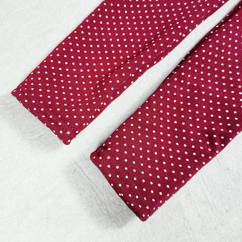 Legging Velours Pois Fille Bébé – Pantalon Chaud Stretch Coton Taille Élastique Automne Hiver Enfant