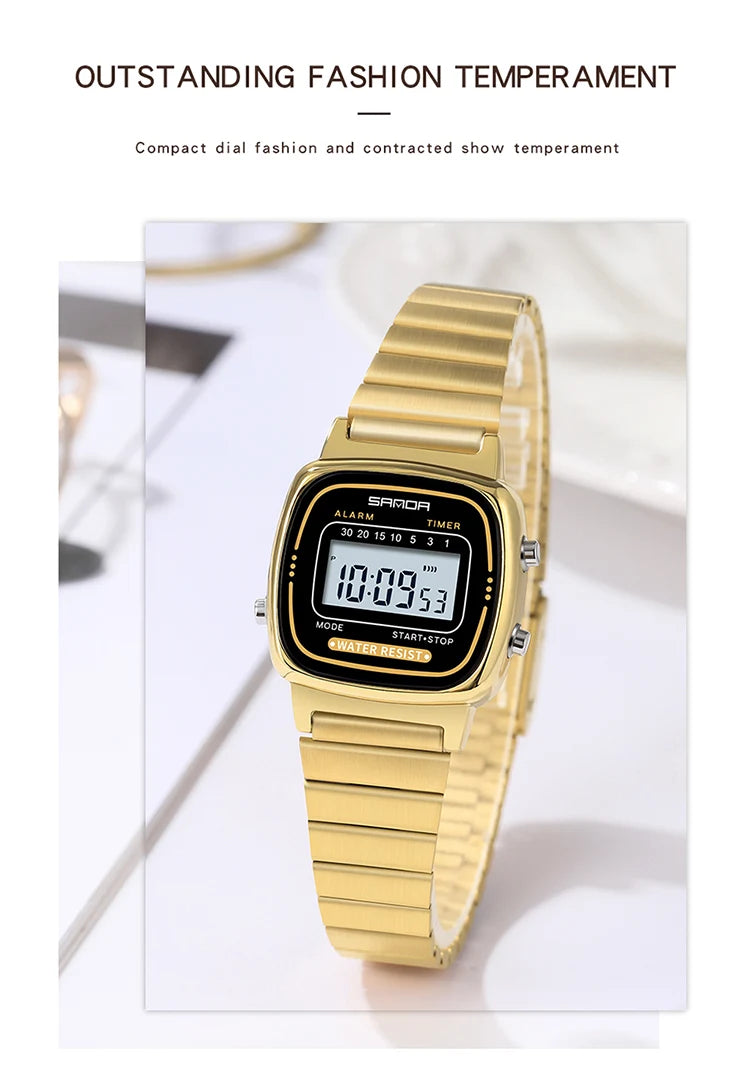 Montre Femme Luxe SANDA Dorée Quartz Classique – Étanche Élégante Cadeau Fashion