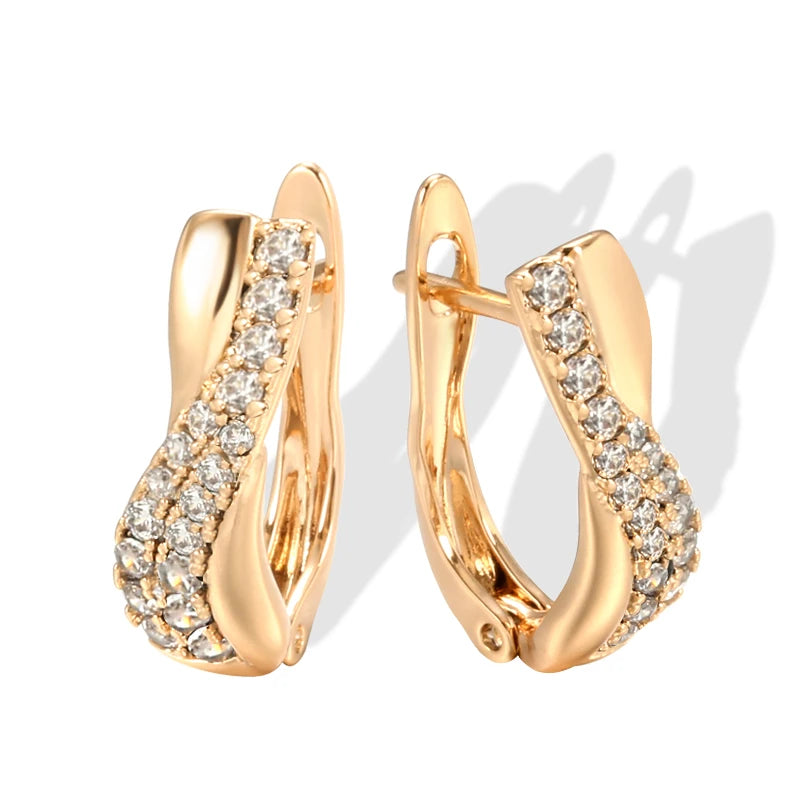 Boucles d'Oreilles Zircon Croix Rose Gold Kinel – Luxe Vintage Mariage Bijou Femme 2021