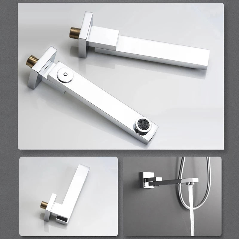 Système Douche LED Encastré – Pluie & Cascade, Bec Baignoire Pivotant, Mitigeur Eau Chaude & Froide | Salle de Bain Design