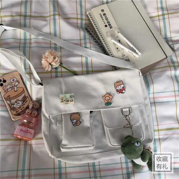Sac Messenger Femme Toile Imprimée – Satchel Bandoulière Casual Fille École Mode