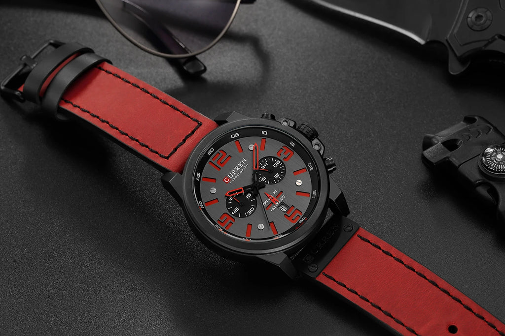 Montre Homme CURREN Luxe Quartz Cuir Militaire – Date Sport Business Fashion