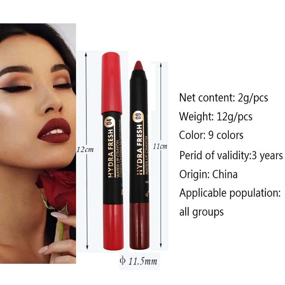 Crayon Rouge à Lèvres Mat Velvet 9 Couleurs – Longue Tenue Waterproof | Lip Tint Nude Hydratant Sexy