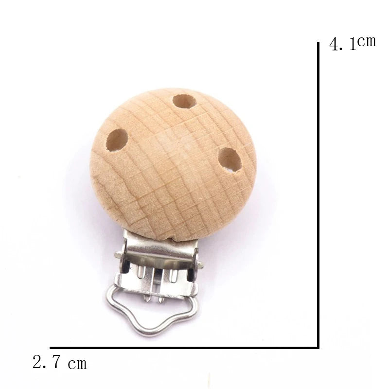 Los 5 Schnullerclips Holz Tiere – Schnullerkette Hase Elefant Stern Beißring Baby