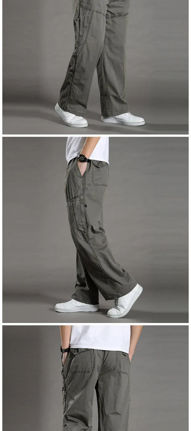 Pantalon Cargo Homme Coton Noir Travail Casual – Jogger Escalade Sport Printemps Été Automne Twill | Mode Homme Outdoor