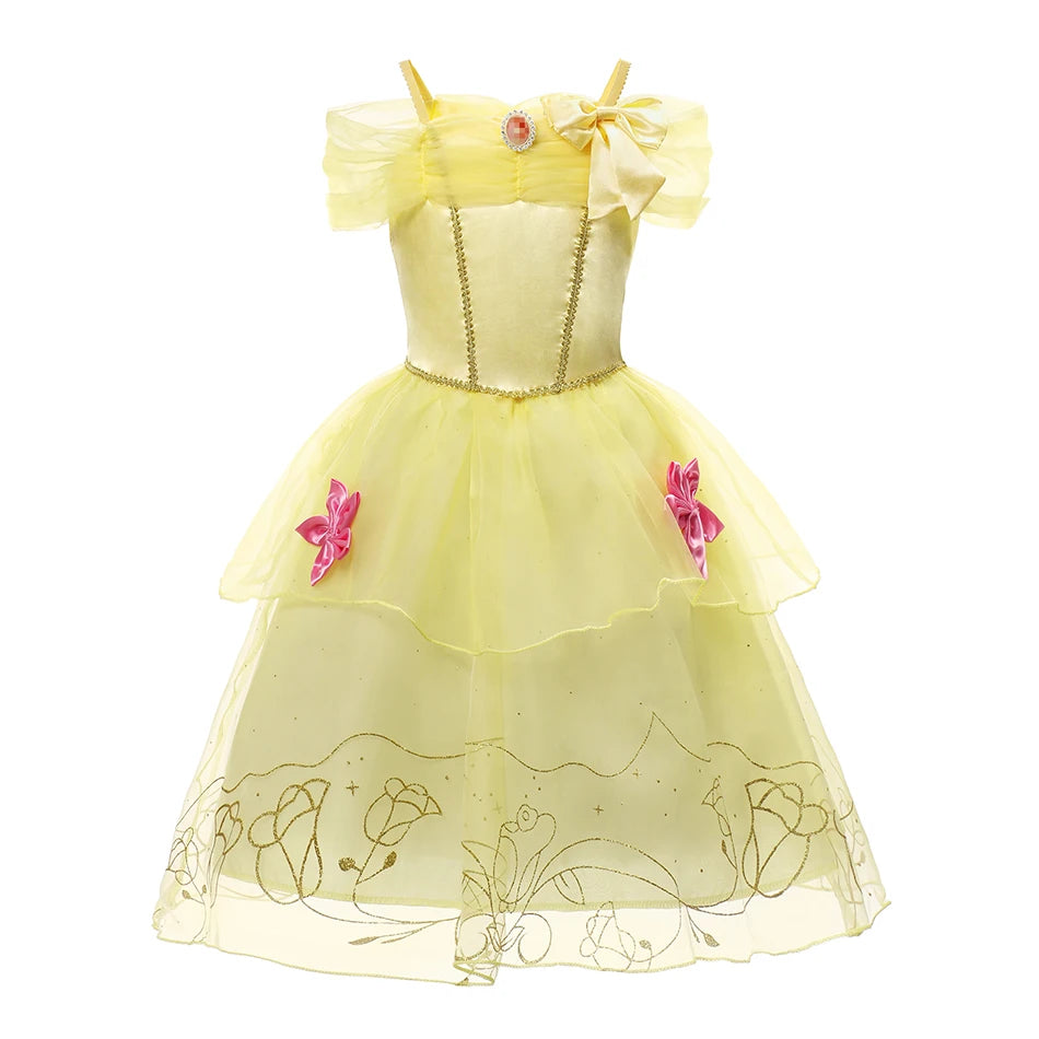 Robe Princesse Fille Déguisement Elsa Anna Ariel – Costume Carnaval Halloween Fête Cosplay Enfant