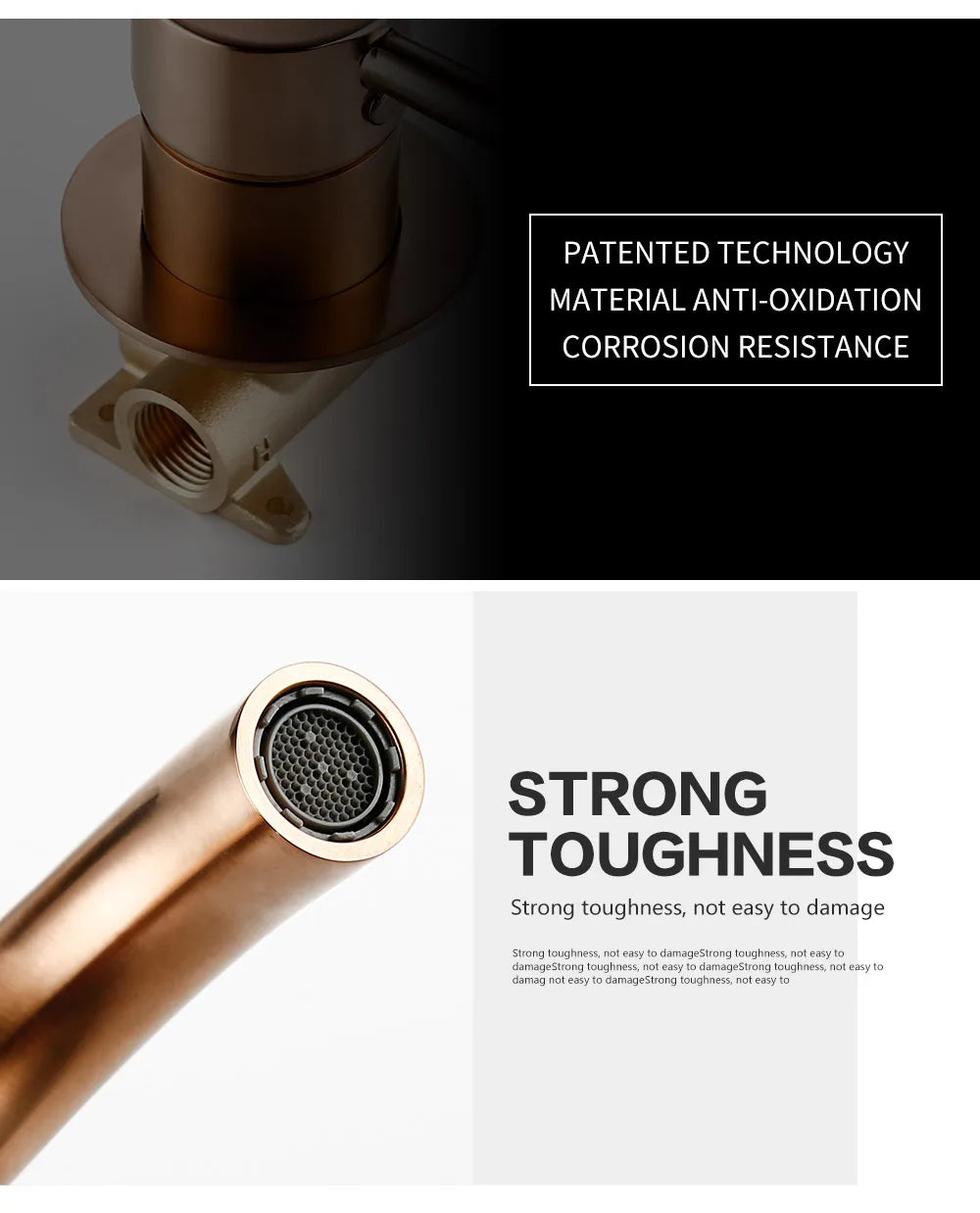 Bagnolux Robinet Encastré Rose Gold Laiton – Poli ou Brossé, Trou Rond, Eau Chaude & Froide | Salle de Bain Luxe