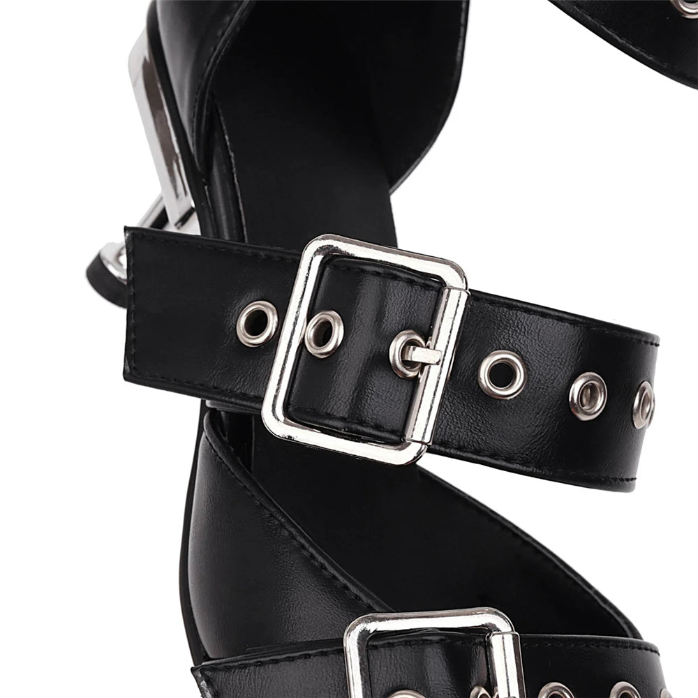 Sandales Gladiateur Talon Fin Ankle Strap Femme 2025 – Bout Pointu Boucle Fête Printemps