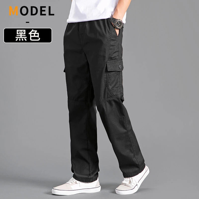 Pantalon Cargo Homme Coton Noir Travail Casual – Jogger Escalade Sport Printemps Été Automne Twill | Mode Homme Outdoor