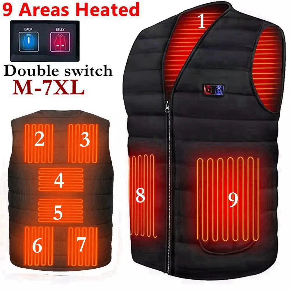 Gilet Chauffant Intelligent Unisexe 9 Zones Col V Coton Thermique Outdoor Automne Hiver Flexible Confortable Performant M-7XL – Gilet Chauffant Premium 9 Zones Intelligent Thermique | Mode Unisexe Outdoor Hiver Premium