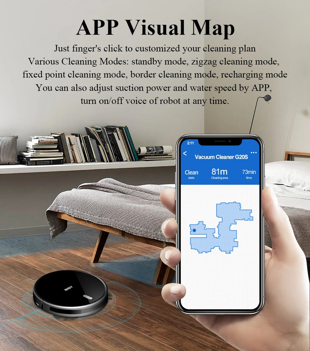 Robot Aspirateur Laveur G20S – 6000Pa, Navigation Carte WiFi App, Réservoir Électrique, Aspiration Balayage & Lavage 3 en 1