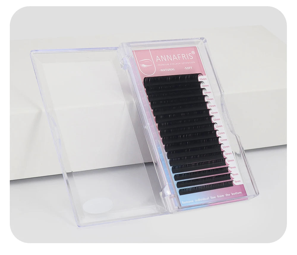 Extensions Cils Individuels ANNAFRIS Korean PBT 8-25mm – Matte Naturel Faux Vison | Fournitures Lashes Professionnel