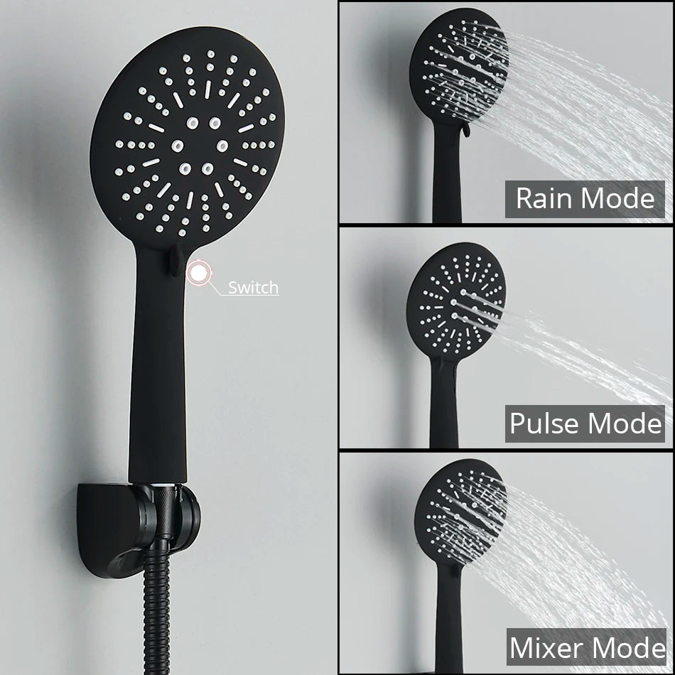 Ensemble Douche Thermostatique Mural – Noir & Chrome, Laiton, Valve Mitigeur | Accessoires Salle de Bain