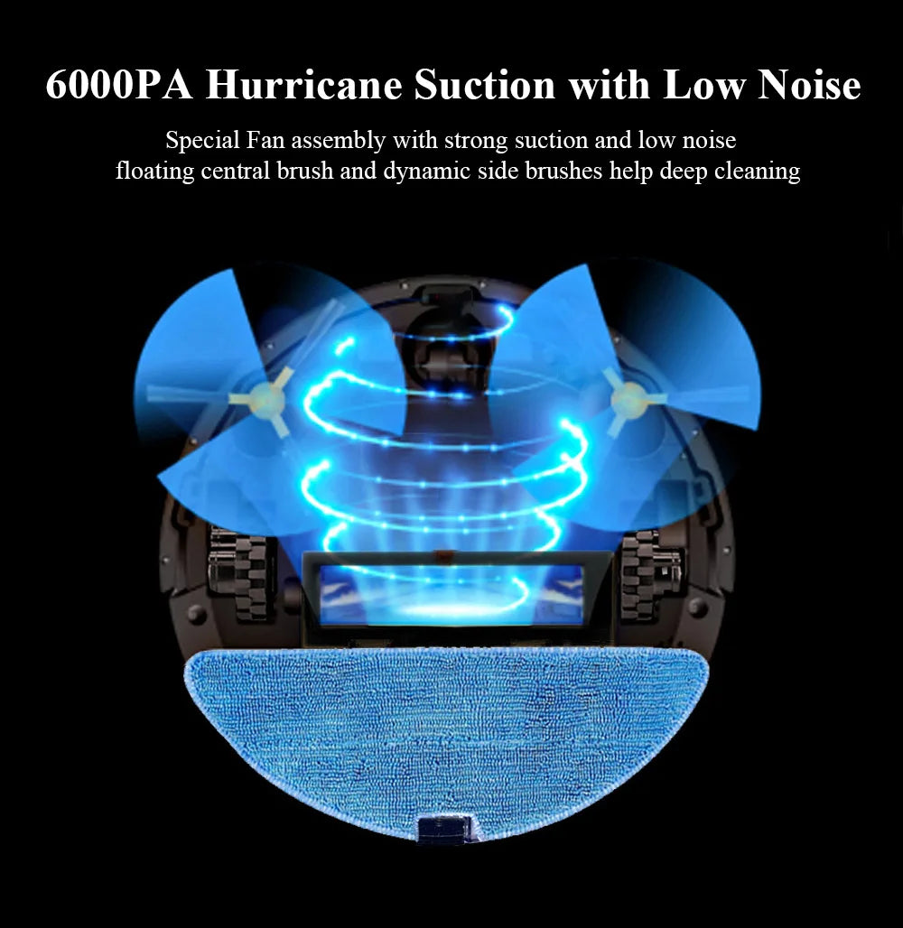 Robot Aspirateur Laveur G20S – 6000Pa, Navigation Carte WiFi App, Réservoir Électrique, Aspiration Balayage & Lavage 3 en 1