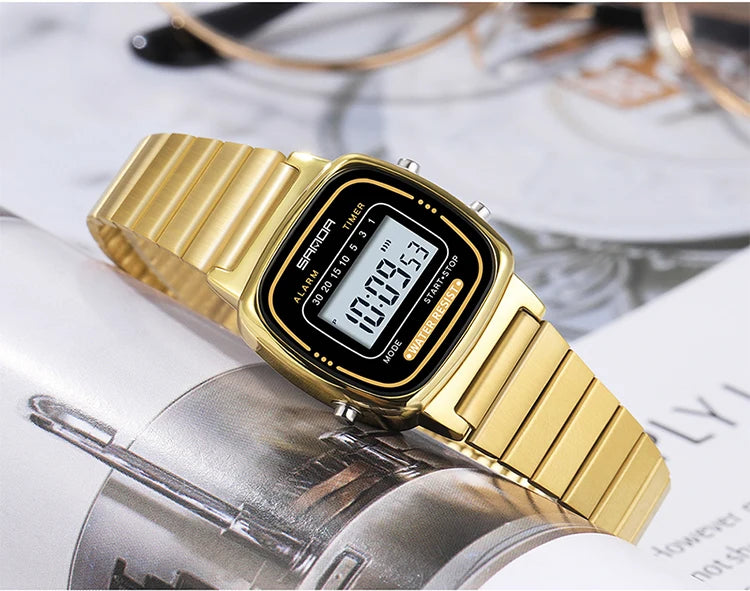 Montre Femme Luxe SANDA Dorée Quartz Classique – Étanche Élégante Cadeau Fashion