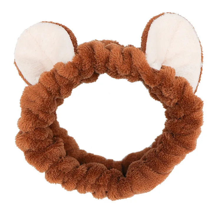 Bandeau Maquillage Oreilles de Lapin Coral Fleece – Élastique Doux | Soin Visage & Coiffure Fille