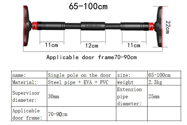 Barre de Traction Porte Réglable Acier – Pull-Up, Abdos & Musculation à Domicile | Sans Perçage | Fitness Home Gym
