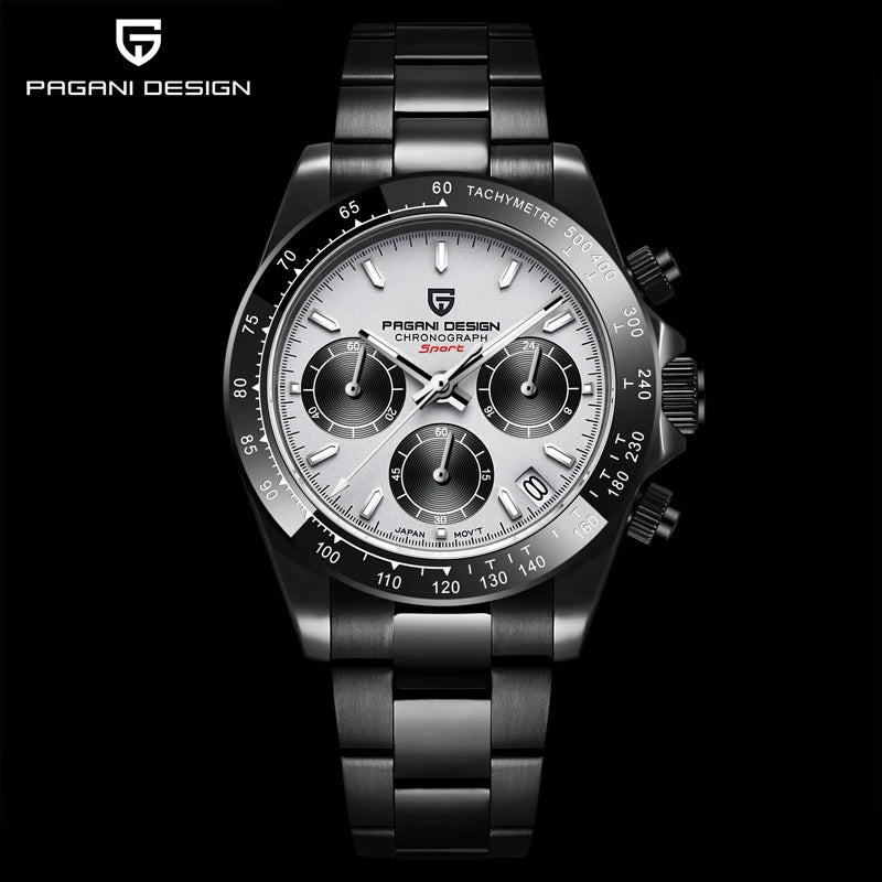 Montre Homme PAGANI DESIGN 2023 Noire Quartz Luxe – Chronographe Sport Étanche Lumineux